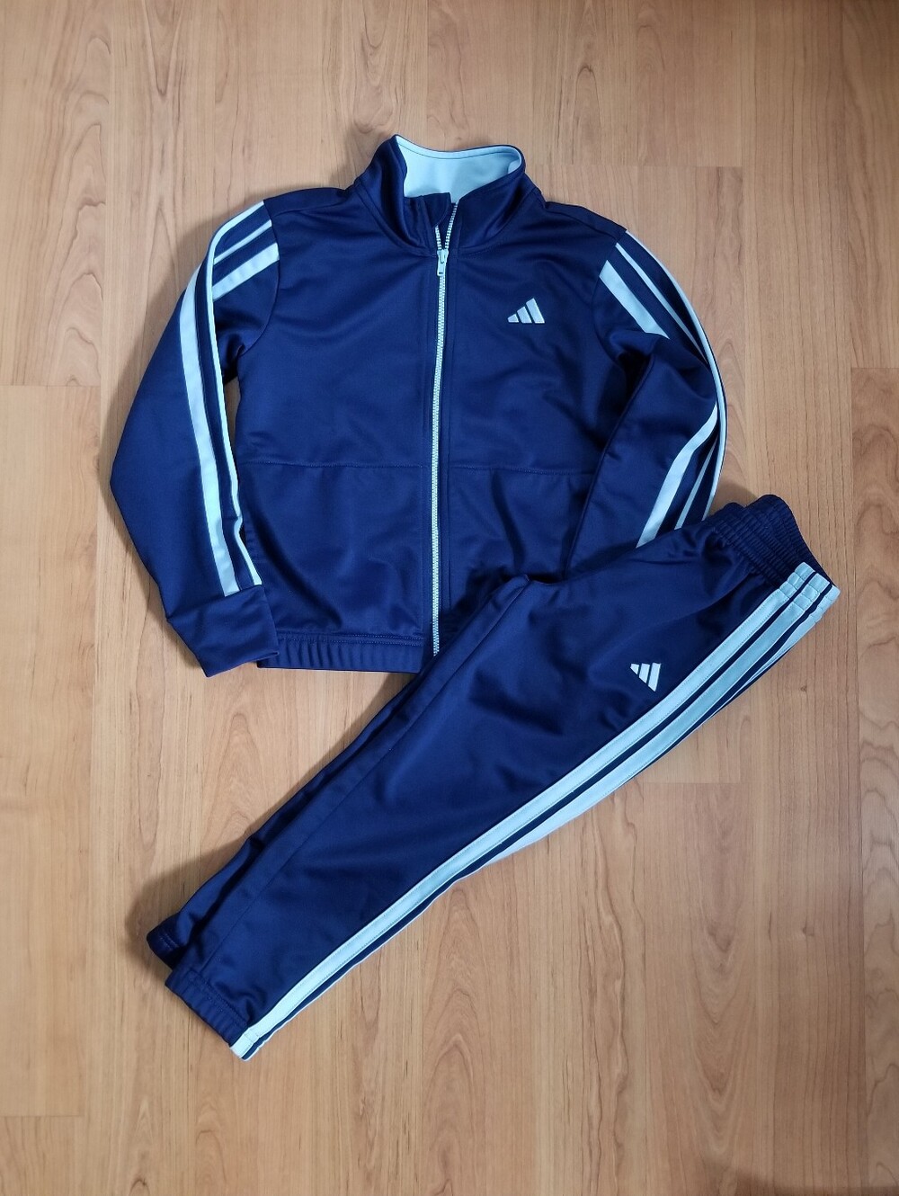 NWOT adidas Navy Blue Tracksuit with Light Blue Stripes